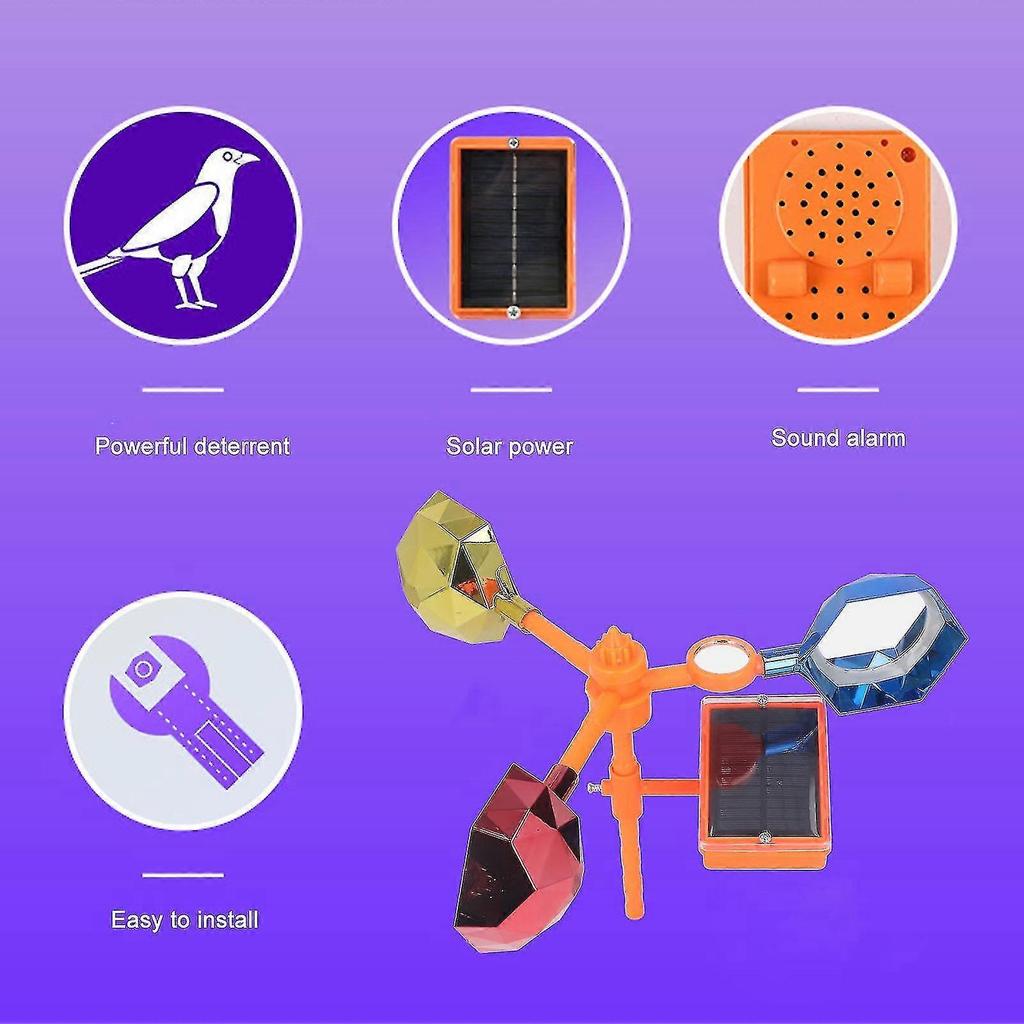 Sound Light Bird Repeller 360 Degree Light Reflection Large Volume Solar Sound Alarm Bird Deterrent Device