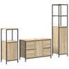 Bathroom Furniture Set with Shelf 3 Pcs Sonoma Oak and Black
