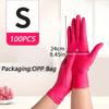 Untior Rose Red Nitrile Disposable Gloves  Household Cleaning Gloves Good Sealing And Strong Toughness For Room Cleaning
