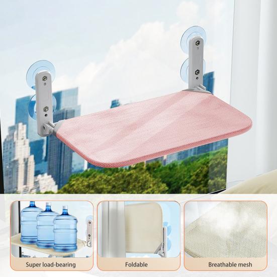 Faltbare Katzenhängematte, atmungsaktiver Netzstoffbezug, kabelloses Katzenbett mit 4 Saugnäpfen, kabelloser Stahlrahmen, Fenstersitzstange zum Sonnenbaden im Innenbereich