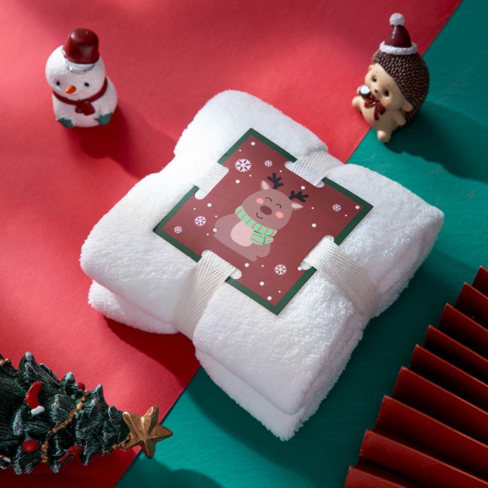 Coral Velvet Christmas Towel Xmas Holiday Decorative Reusable Face Towel Absorb Water Wash Cloth Christmas Gift Party Gift