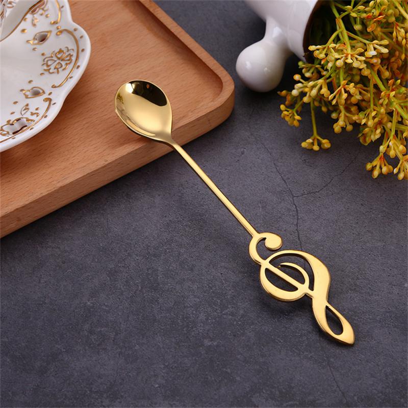 Musical Notes Spoon Stainless Steel Coffee Mixing Spoon Mug Teaspoons Kitchen Music Bar Tableware Creative Colorful Gift Spoon