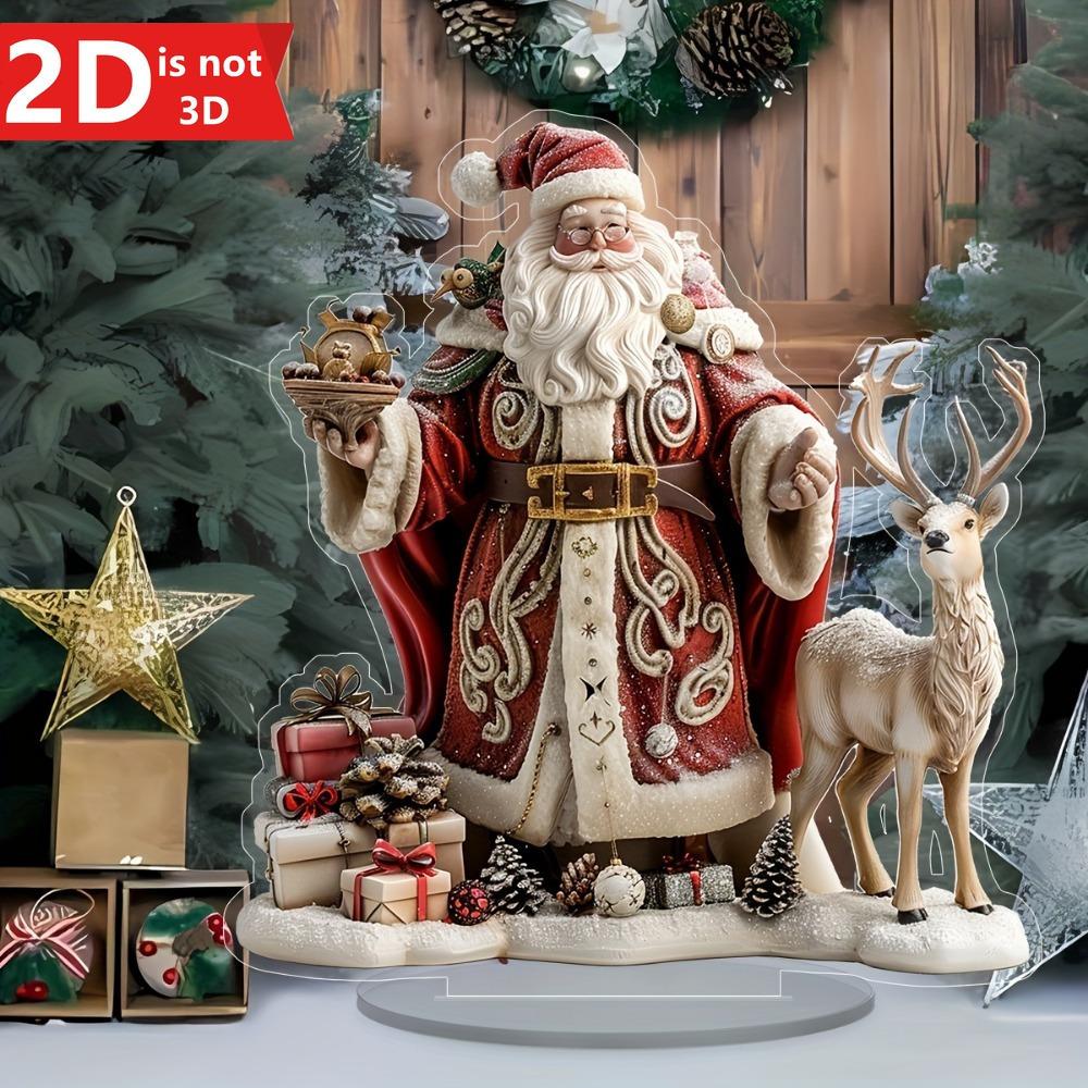 2D Bohemian Ice & Snow Santa Tabletop Decor. Creates a Rich Christmas Atmosphere for Desktop & Office.