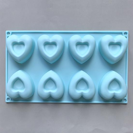 Heart Shape Silicone Mold 8-Cavity Chocolate Cake Soap Candles Mold Flexible Easy Release Baking Mold Kitchen Home Bakery Restaurant Cooking Tools