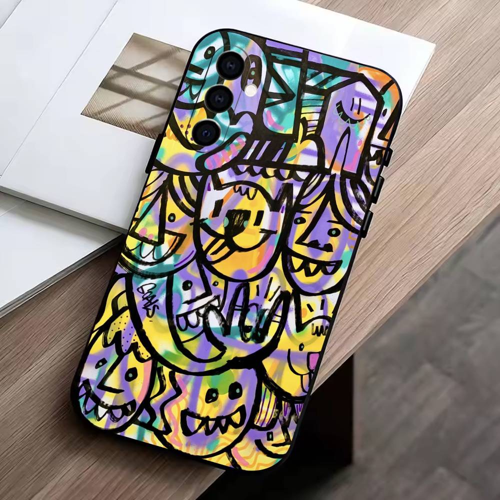 D-Graffiti Characters    Phone Case Black Silicone Soft For Samsung Galaxy A73,A72,A71,A70,A53,A52,A51