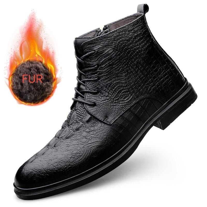 

Модные ботинки кэжуал с узором крокодиловой кожи, роскошный бренд, натуральная кожа, деловые ботинки, зимние мужские ботинки с высоким голенищем, элегантные и теплые 47