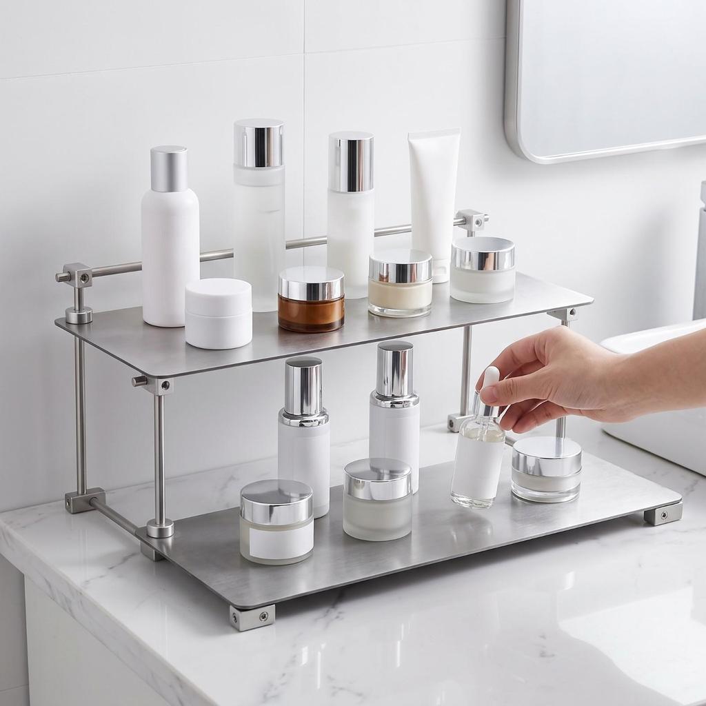 Rust Resistant 201 Stainless Steel Kitchen Shelf Rack for Indoor Storage and Display Organization