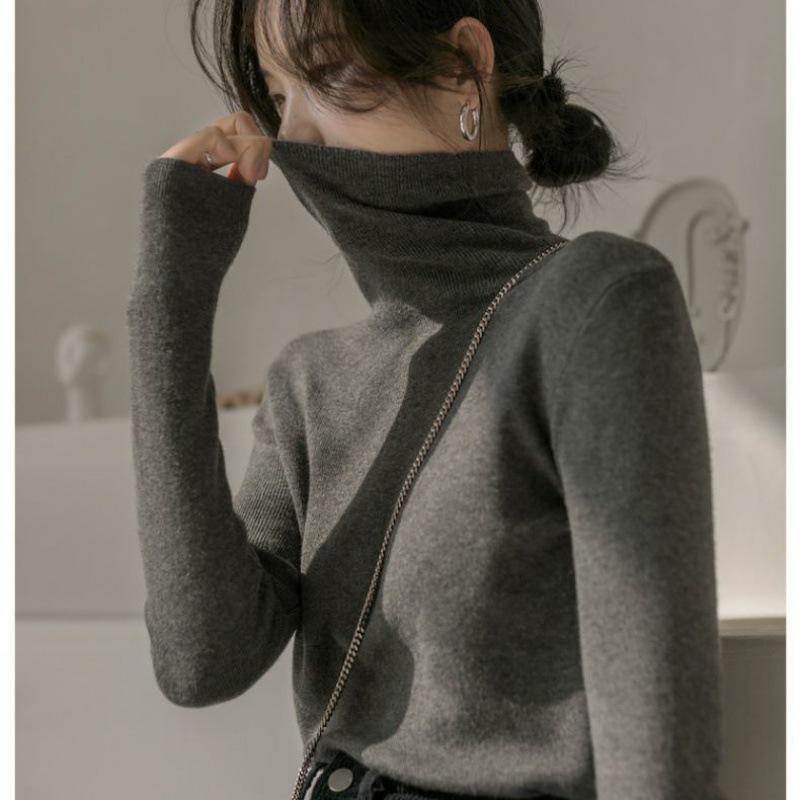 

Gray High Neck Thick Knit Women s Sweater - Versatile Autumn/Winter Fashion Small