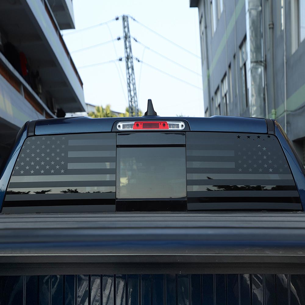 UAL3 for Dodge Ram 2009-2025 Car Rear Window Stickers Back Windshield Glass Decal USA Flag PVC Cover Trim Exterior Accessories
