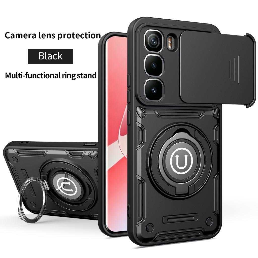 Magnetic 360° Ring Kickstand Phone Case with Slide Camera Lens Cover For Infinix Note 50 Pro 4G Hot 60i 60 50 Pro+ Smart 10 9 HD