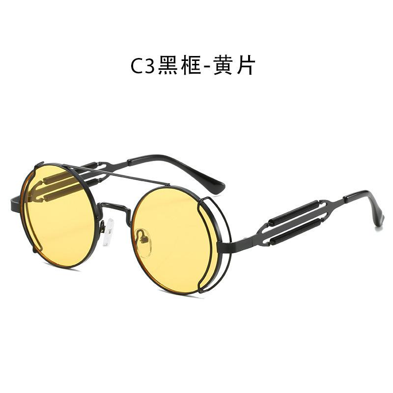 Foreign Trade Round Frame Punk Sunglasses Hollow Double Spring Metal Sunglasses Hollow Legs Sunglasses