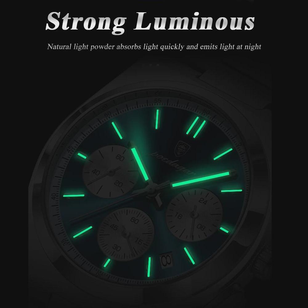 Classical Chronograph Watch Men Luxury Sport Three-Eyes Multifunction Quartz Wristwatch Man Clock Waterproof Luminous Date