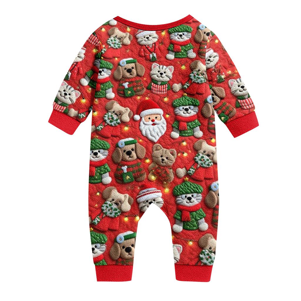Matching Family Christmas Print Flannel Homewear Set Long-Sleeve Top And Pants