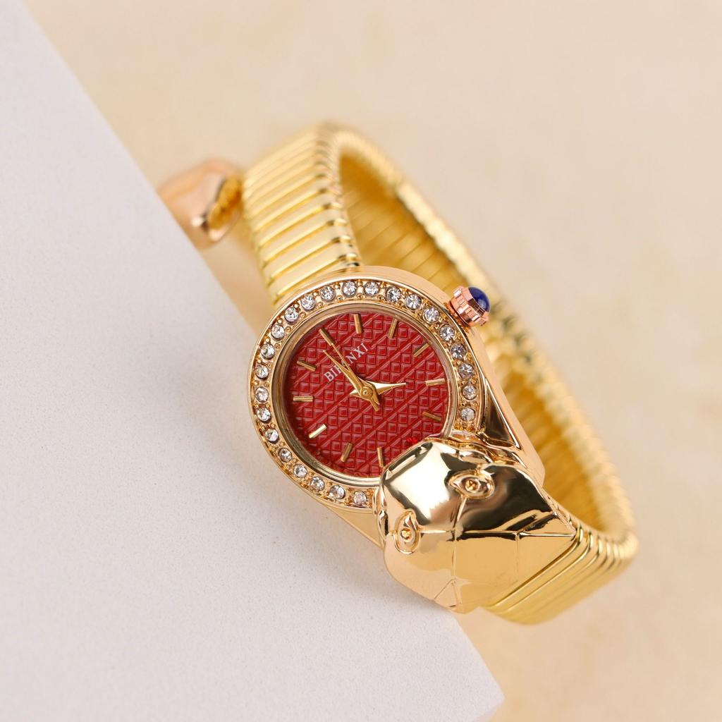 Women Quartz Watch Luxury Diamond Vintage Roman Numerals Gold Case Bangle Bracelet Orologio Watches Ladies Wristwatch