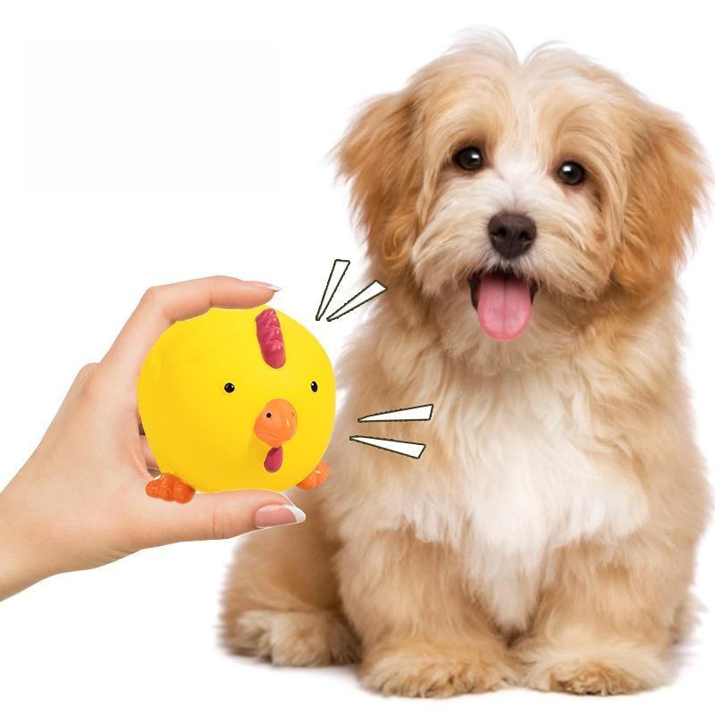 Pet Latex Molar Teeth Cleaning Toy - Squeaky Pig/Chicken/Ox Head Ball Safe Durable Teeth Stain Remover, Dog Chew Toy