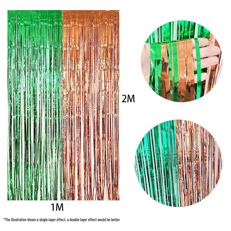 Color-Block Tinsel Curtain 1x2m - Festive Background for Christmas, Halloween, and Birthdays