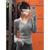 Premium Gray Neck Sweater Women's Lazy Style Knitted Bottoming Shirt Spring Slim and Thin Inner Top