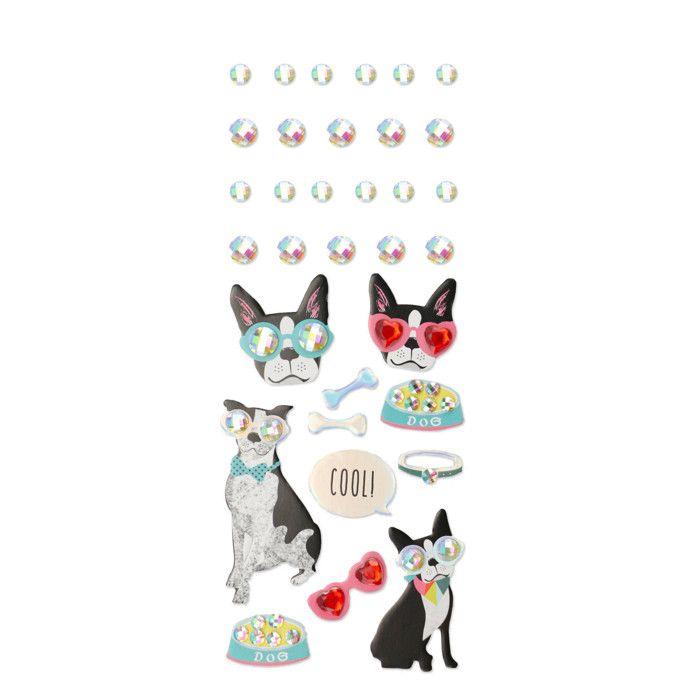 Stickers strass adhésif Chien 33 picèes
