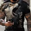 Men's Crew Neck Print Fierce Animal Pattern Oversized Men's Shirt Y2K Style Fashion Breathable Refreshing Short Sleeve
