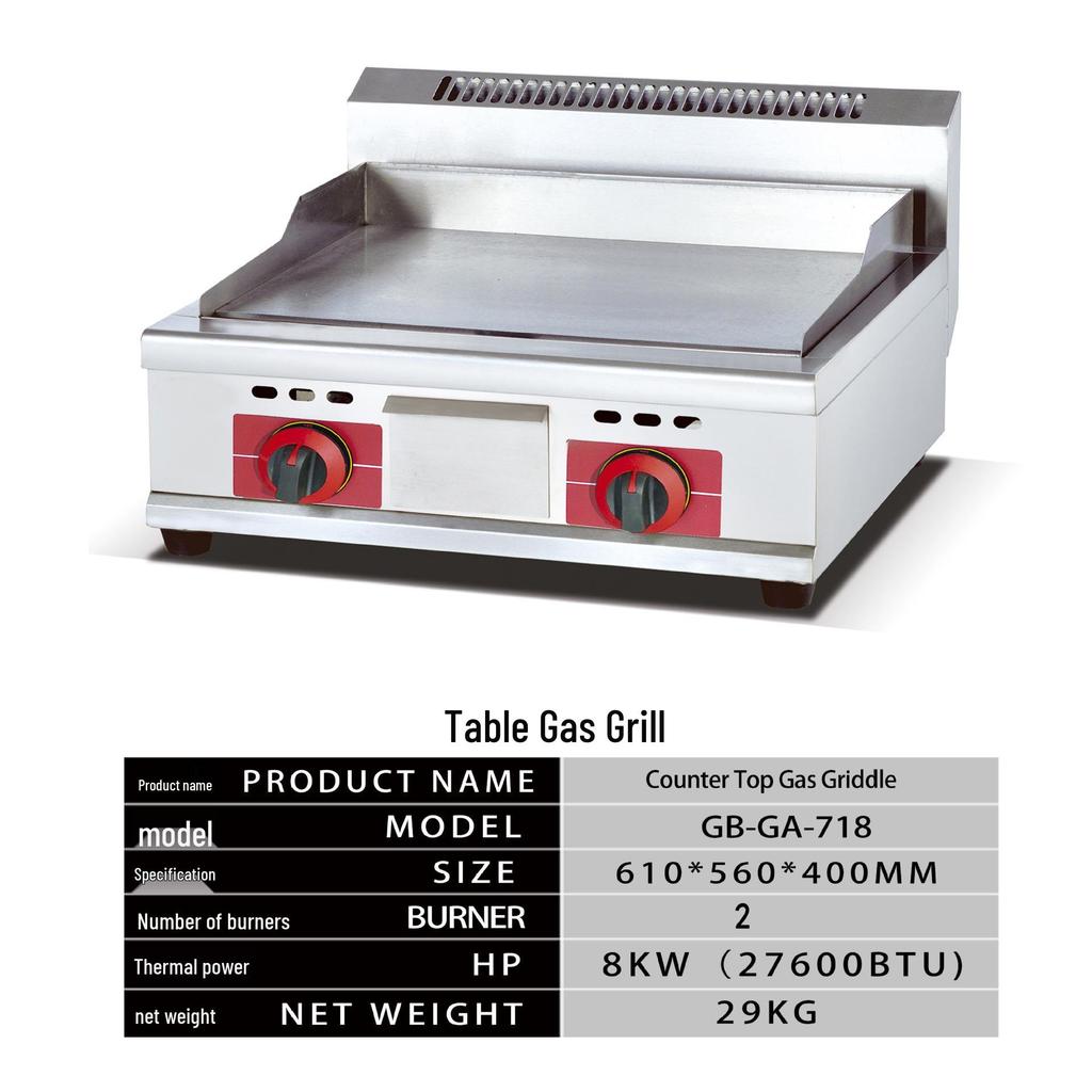 Commercial Gas Griddle with Thick Iron Plate for Teppanyaki and Grilling
