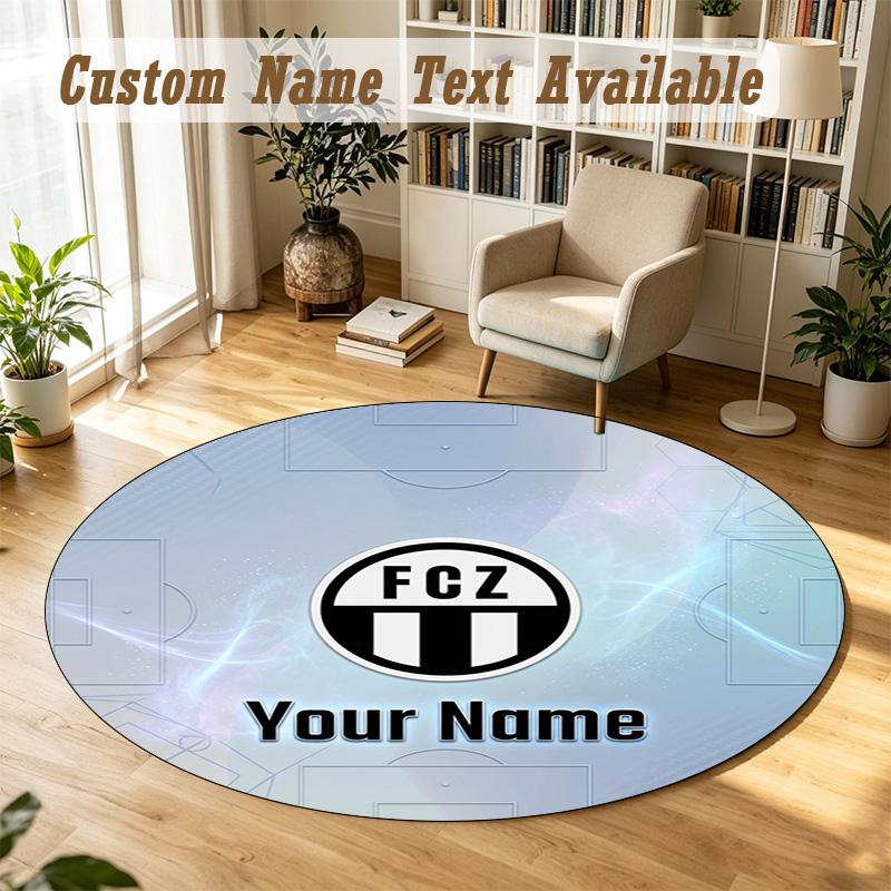 Round Rug Custom NameFC Zürich Pattern Non Slip Carpet Home Floor Decor