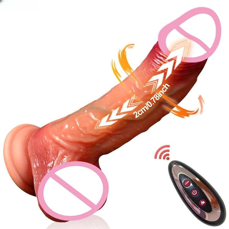 Telescopic Realistic Dildo Vibrator Heating Thrusting Vibrador Adult Sex Toys For Women Men G-Spot