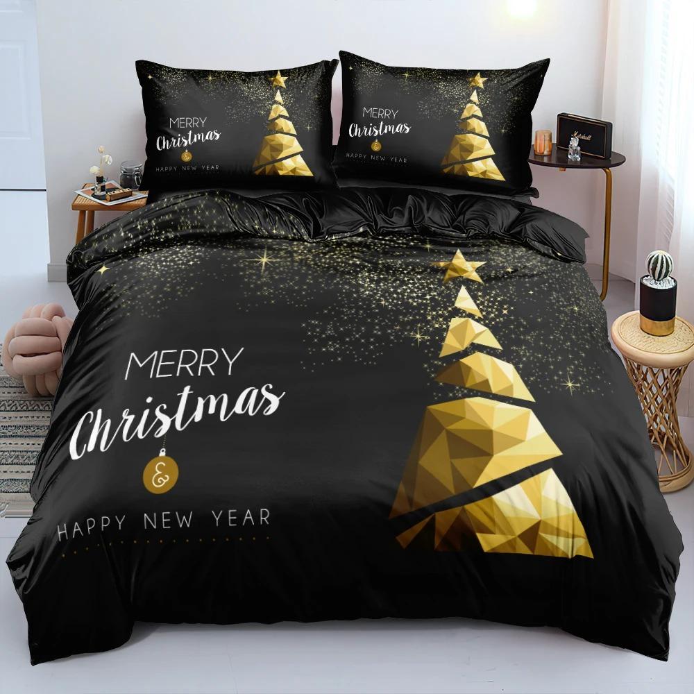 3D Merry Christmas Duvet Cover Set And Pillowcase(s) King/Queen/Double Quilt Covers Set 3D Bedding Sets Queen Size 2/3pcs