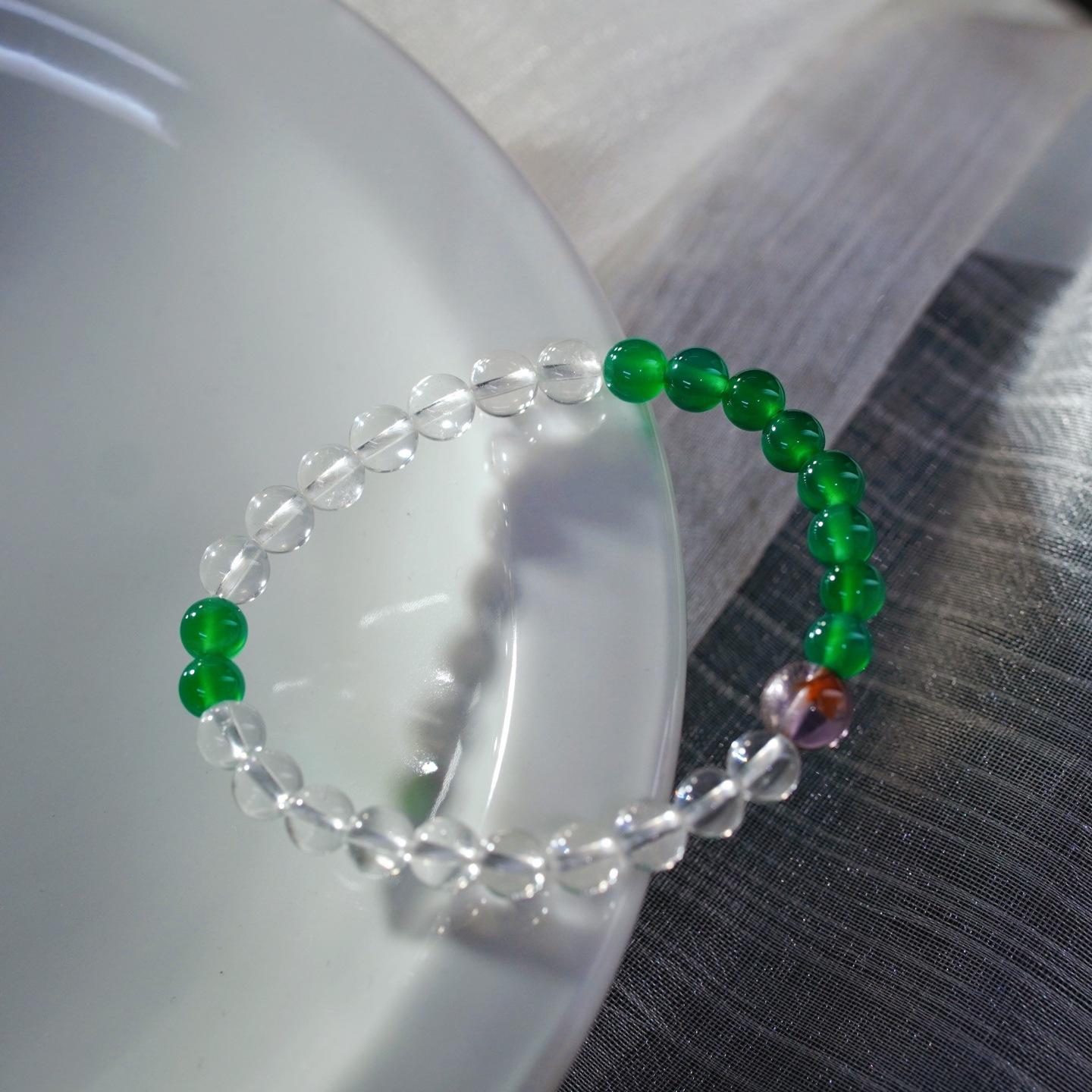 6Mm Natural Chalcedony White Crystal Purple Ghost Design Bracelet Bracelet