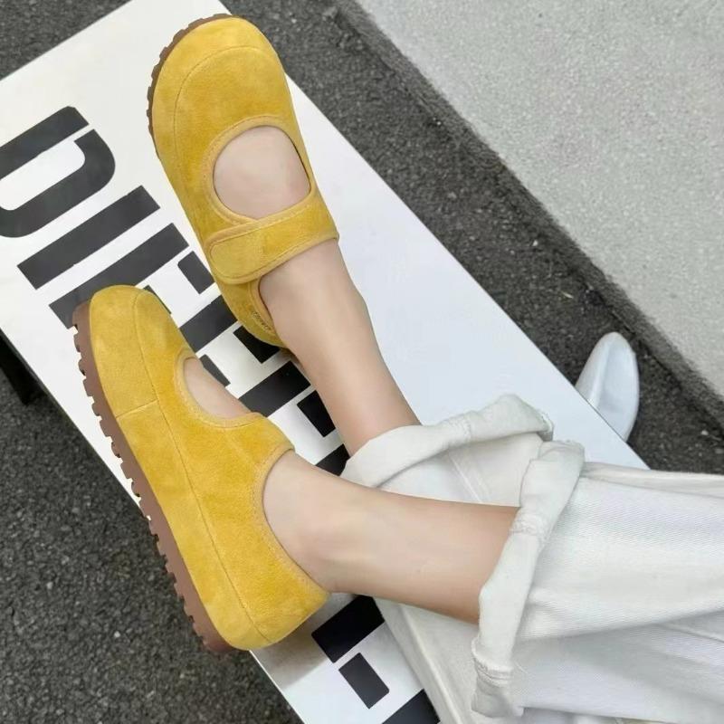 

Ugly cute thick-soled comfortable Velcro Mary Jane shoes women s spring new shallow mouth small single shoes outdoor dance shoes 35 жёлтый