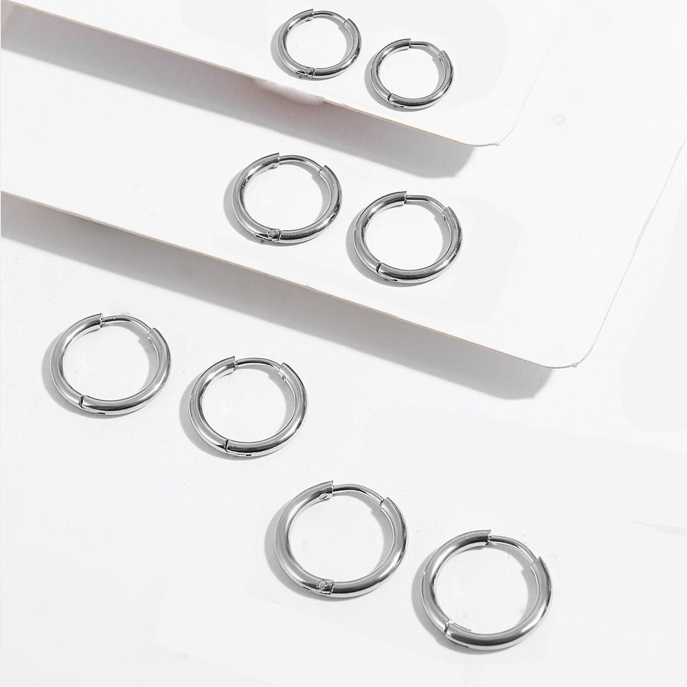 4 pairs Simple Stainless Steel Earrings Minimalist Earrings Set Small Hoop Earrings Party