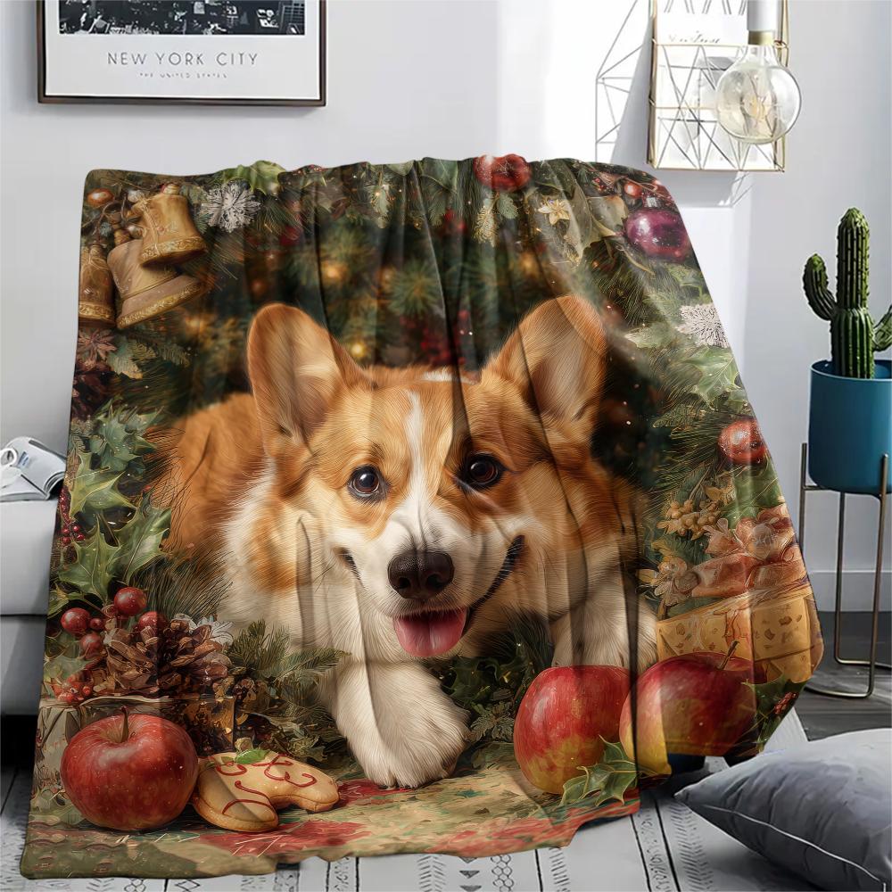 Cute Corgi,pattern Flannel Blanket, High Quality Comfortable for All Seasons, Home Decor, Warmth and Comfort, Perfect for Gifts.