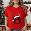 Fashion Christmas Alphabet Santa Reindeer Print T-Shirts Fashion Clothing Short Sleeve T-shirt Christmas Party Trend Women Tops