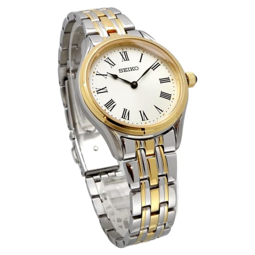 Seiko SWR070 Quartz Women's Watch, Made in Japan, Sapphire Crystal, Silver and Gold, Overseas Model