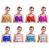 Meisjes Glitter Pailletten Crop Top Gelaagde Ruches Kruisrug Metallic Camisole voor Jazz Dansoptreden