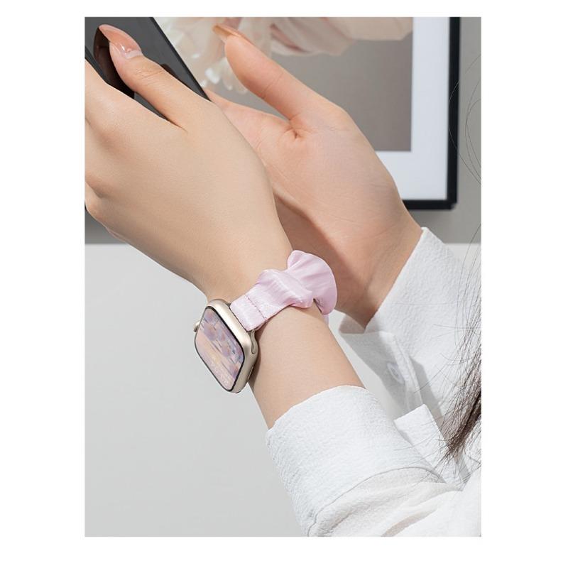 INS Chiffon Ice Silk Elastic Scrunchie Strap For Samsung Galaxy Fit3 SM-R390 Slim Girl Band Loop Bracelet For Galaxy Fit 3