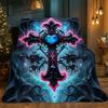 Cross and heart pattern flannel blanket suitable for bedding, office, home, camping, warming, sofa, Christmas and Halloween