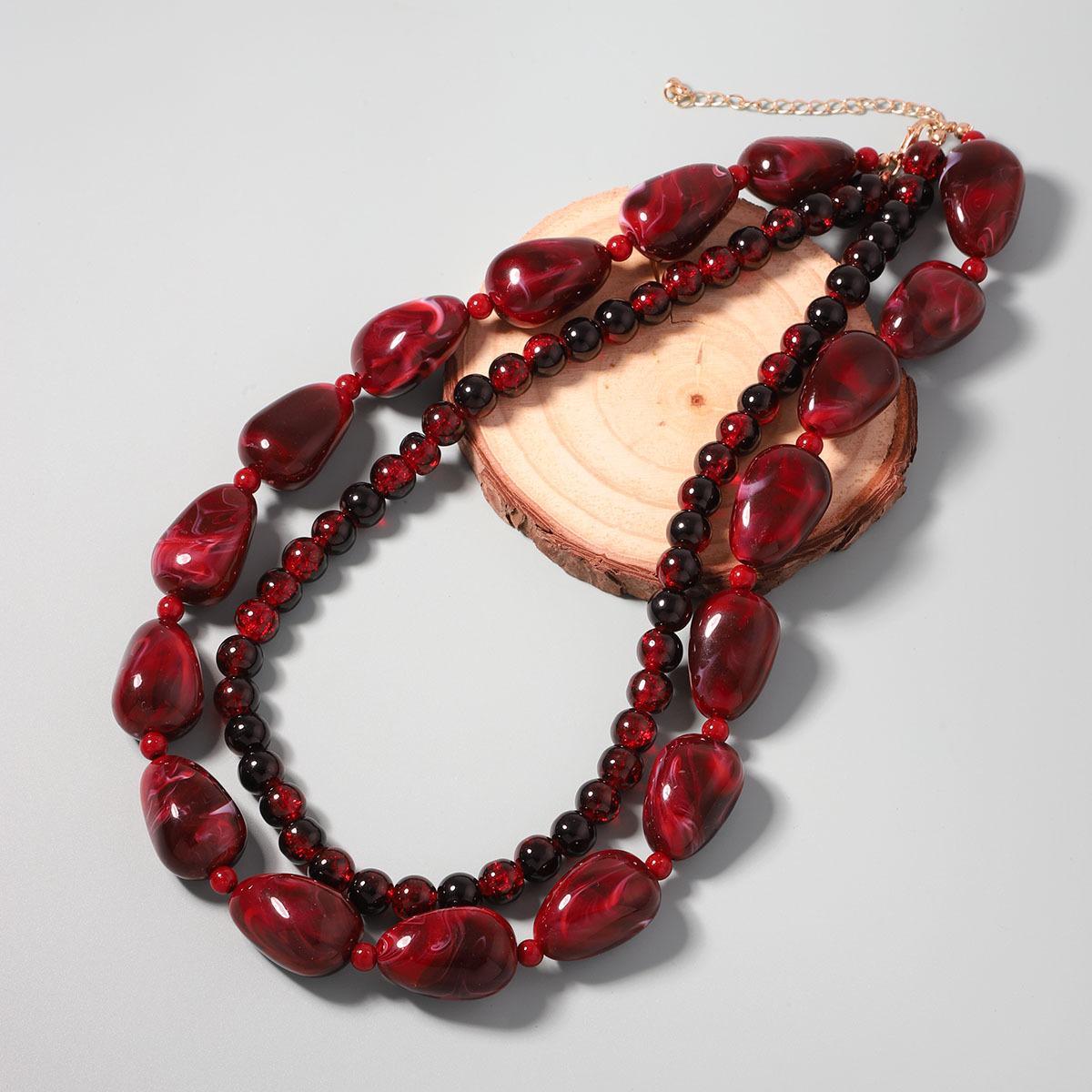 Ретро Личность Тренд Средневековый Винтажный Смола Стекло Двухслойное Многоярусное Ожерелье, Темпераментный Ужин Женское