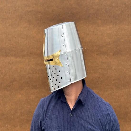 Templerhelm aus Stahl Perfekt für Mittelalter-LARP, Rollenspiel Sammler Einzigartiges Weihnachtsgeschenk für Ihn