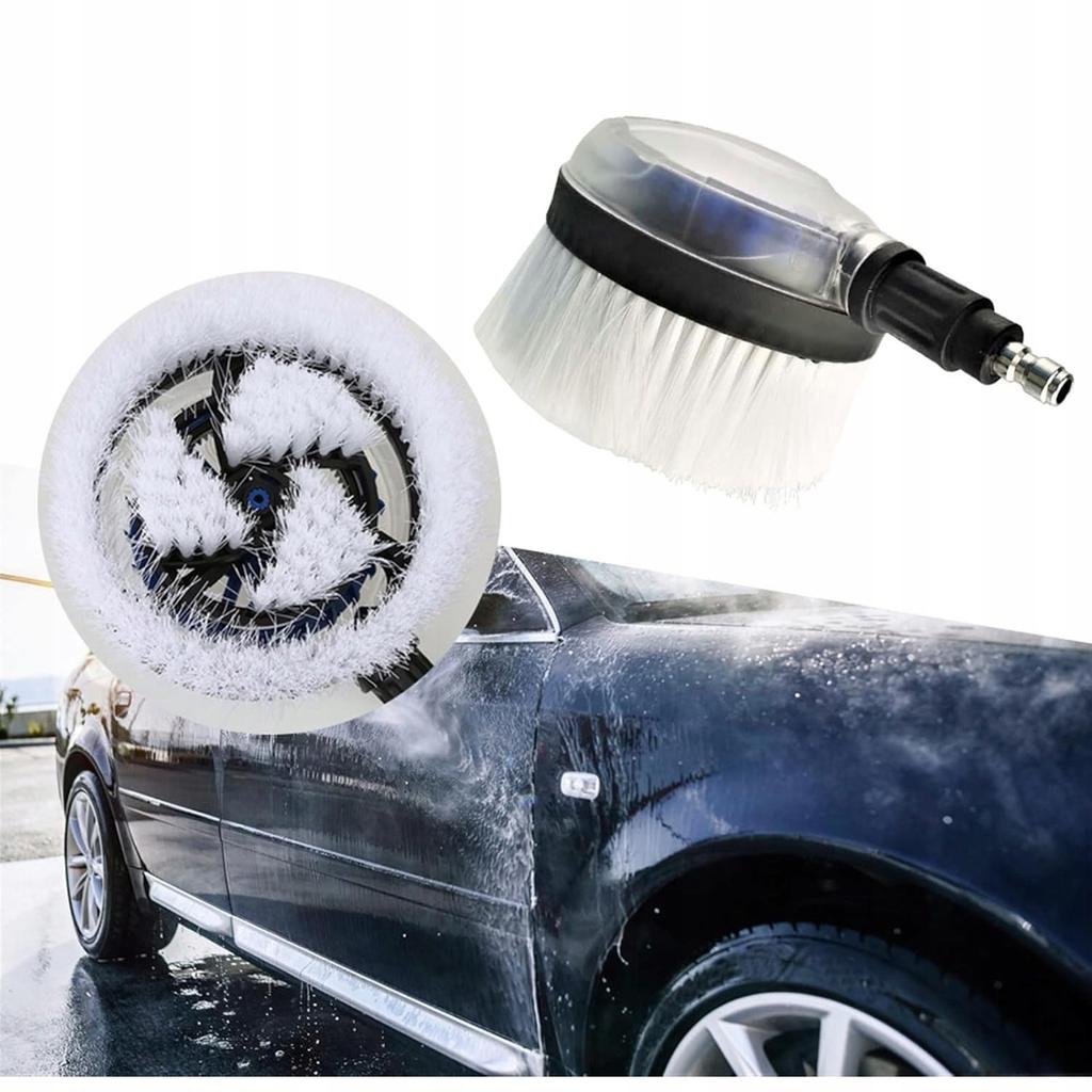 Rosfix HydroBrush Pro360 – Obrotowa Szczotka do Myjki Ciśnieniowej | Szybkozłączka 1/4""QC | Delikatne Włosie do Czystych Powierzchni
