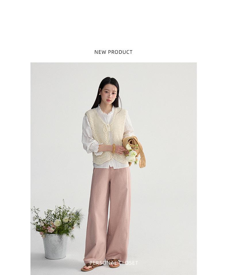 Early Morning Curved-Leg Tencel Pants with Side Pockets - Floor-Length Casual Wear