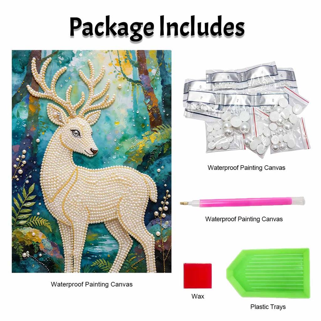 DIY Pearl Art Deer Painting Kit 5D Crystal Rhinestone Embroidery for Bedroom Living Room Wall Decoration Handmade Craft
