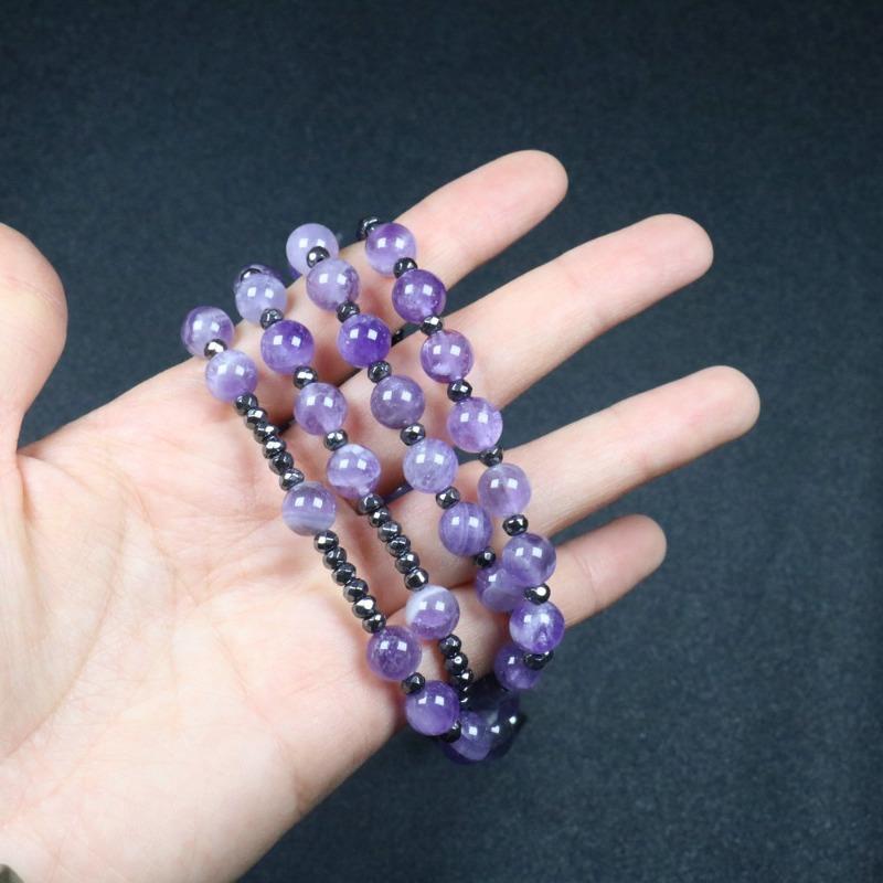 Amethist Rozenkrans Ketting – Roestvrij Staal Kruis Hanger, Kalme Intuïtie Bescherming Cadeau voor Vrouwen