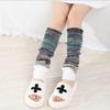 Autumn Winter New Women Shoe Covers Knee Pads Mixed Color Striped Buttons Long Over The Knee Knitted Warm Pile Sock Covers