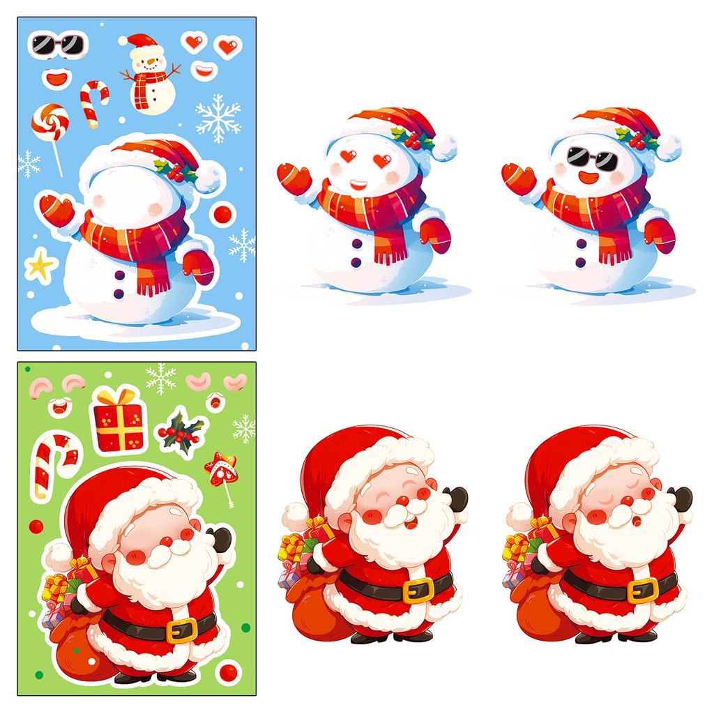 6PCS Merry Xmas Stickers Cartoon Snowmen Elk Puzzle Decal DIY Notebook Guitar Bottle Stationery Stickers Designed For Friend Gifts