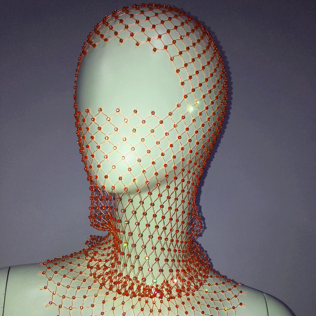 Fashion Bling Rhinestone Face Mask Full Coverage Sun Protection Stylish Face Shield Headgear