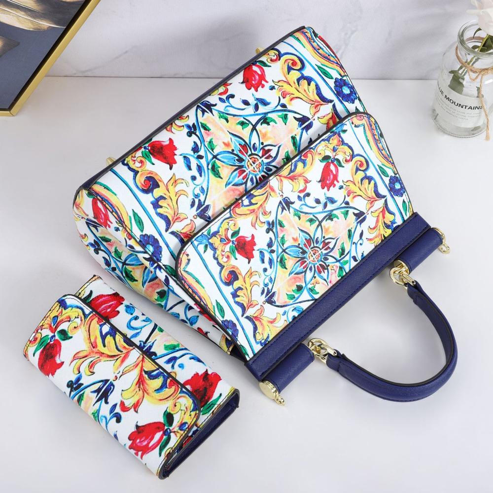 Women Bags Leather Vintage Painting Art Purse Handbags Girl Shoulder Bag Cross Body Messenger Bag Female Totes Braccialini Style