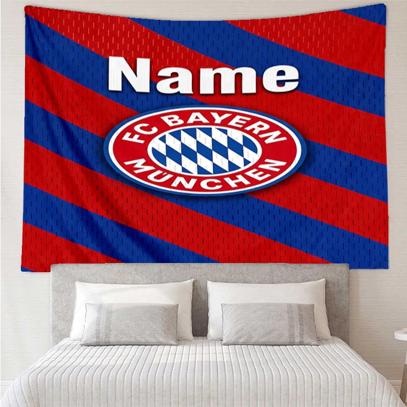 Custom Name Bayern Munich Print Tapestry, Backdrop, Easy Setup, Ideal for Bedroom, Office & Living Room, with Aesthetic Wall Hanging Decor.