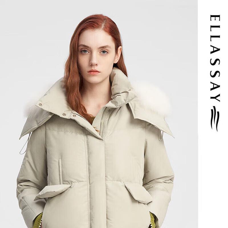 

ELLASSAY Women s Fox Fur Collar Goose Down Jacket L