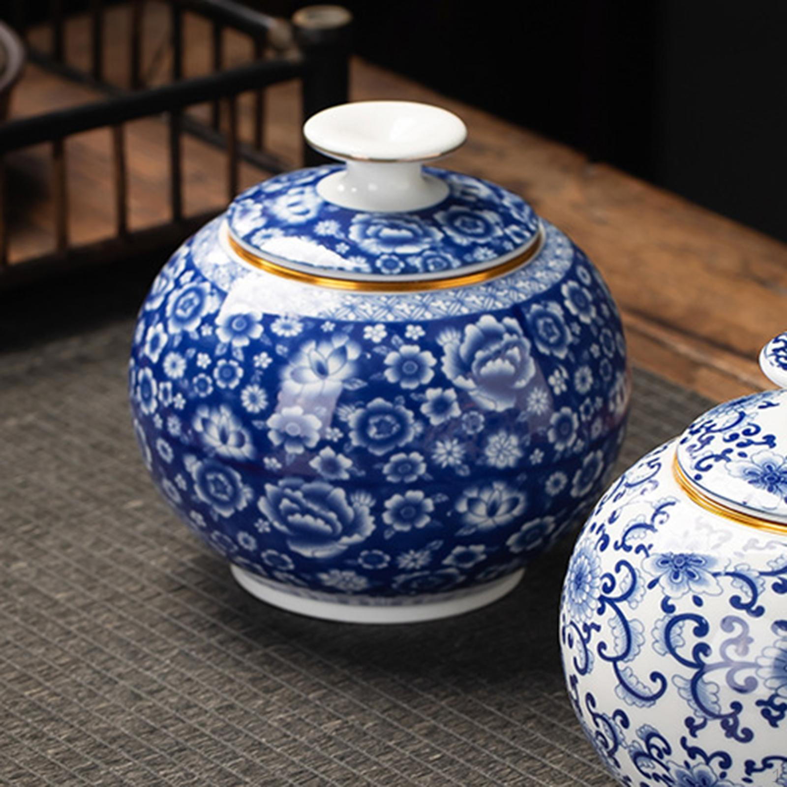 

Керамическая банка имбиря, антикварная фарфоровая банка для чая, ваза для цветов, декоративная для офиса Style D