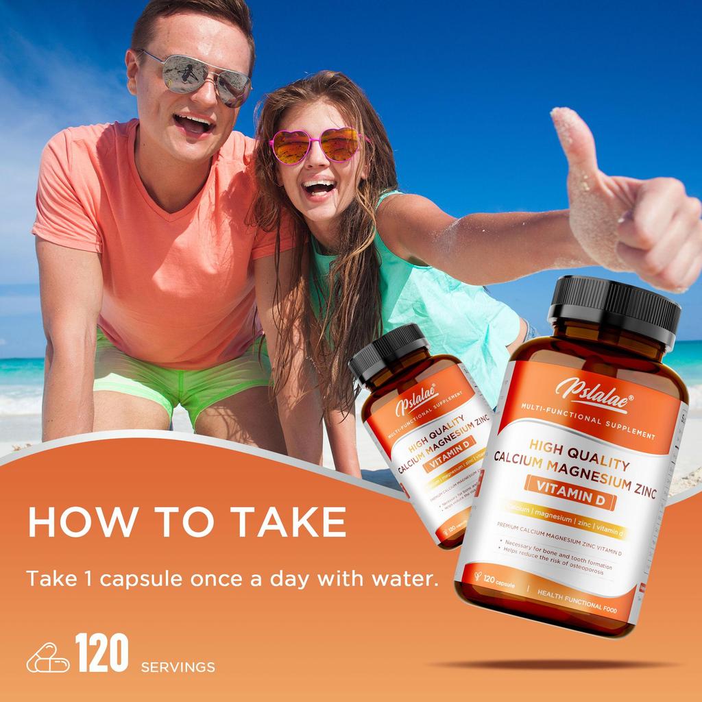 Calcium Magnesium Zinc Supplement - Bone Health, Muscle Function, Heart Health and Immune Support